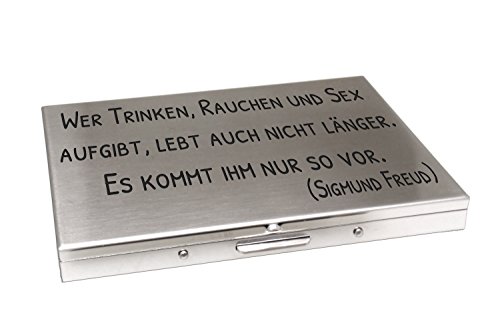 Preisvergleich Produktbild International Connection Zigarettenetui 100er Länge aus Edelstahl mattiert Gravur personalisiertes Geschenk