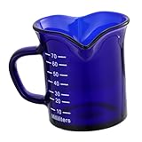 EXHUMKY Taza Medidora de Vidrio Azul con Escala Vaso para Café y Leche Taza Práctica para Cocina y Bebidas Calientes y Frías