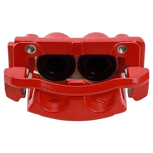 Image of TRQ Front Brake Caliper Set Painted Red Brackets Compatible with 2004 Ford F 150 2004 F 150 Heritage 2005-2008 F 150 2006-2008 Lincoln Mark LT