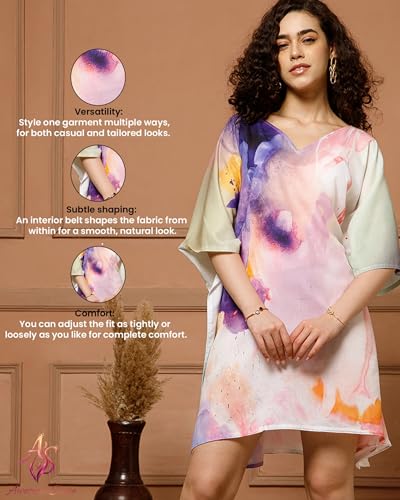 Image of AS Premium Soft Cotton Feel Kaftan Dress for Women Digital Print Free Size M-3XL Knee Length Midi Baho Kaftan Cotton Feel Beach Wear Resort Wear Lounge Wear Western Kurti Multicolor