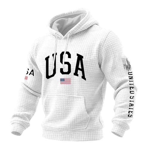 Sudadera con capucha patriótica estadounidense para hombre y ropa de ciclismo blanca 3XL