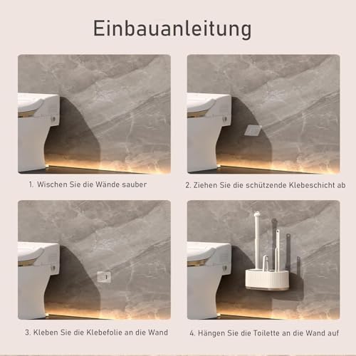 Image of 4 In 1 Toilet Cleaning Brush And Holder Set For Bathroom, Soft Silicone Bristle Toilet Brush, Removable Water Drawer, Ergonomic Long-Handled Toilet Brush (4 In 1 Brush), White