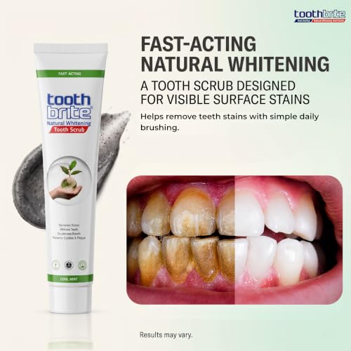 Image of Whitening Tooth Scrub, Gel Toothpaste for Teeth Stain Removal | Patented Micro-Granular Formula | Ideal for Smokers, Tobacco, Coffee & Tea Users | Deodorises Breath All Day | Cool Mint 100g