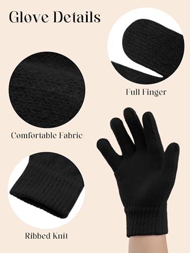 Image of Cooraby 12 Pairs Kid's Winter Magic Gloves Children Stretchy Warm Magic Gloves Boys or Girls Knit Gloves for 6-12 Years