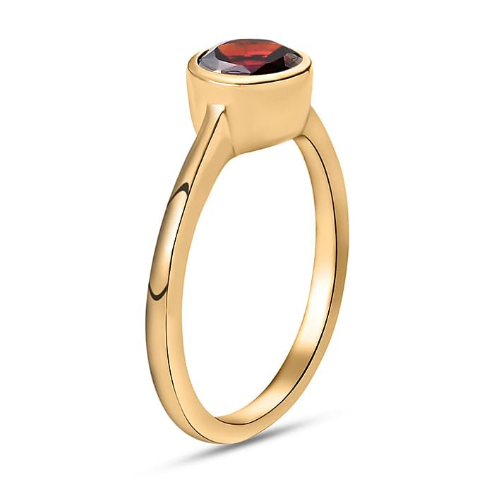 Image of 925 Sterling Silver 18K Gold Plated Birthstone 2 Ct Solitaire Natural Gemstone Ring for Women | Fine Jewelry Gift for Wife, Girlfriend, Sister, Birthday, Anniversary, Rakhi, Rakshabandhan, Valentine's