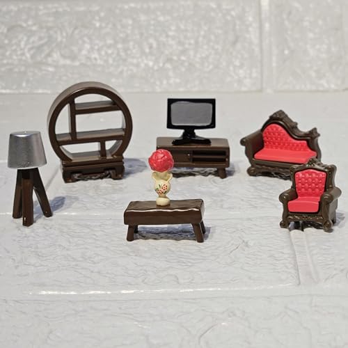 Image of Miniature Dollhouse Furniture Set of 8, Resin Mini Decor for Fairy Garden, Terrarium, Bonsai, Home Tabletop & Dollhouse Setup