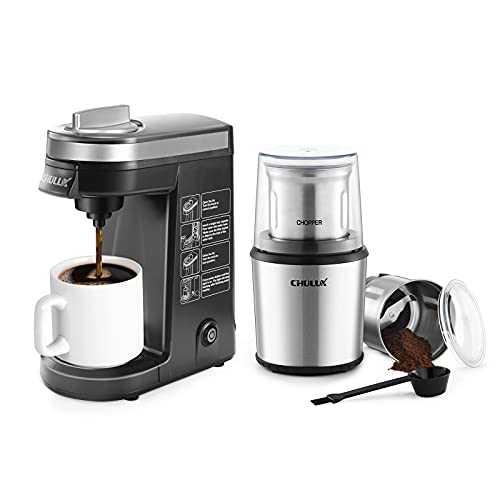 Chulux Single Serve Coffee Maker With Electric Wet & Dry Coffee Coffee Grinder,One Button Operation With Capacity 5 To 12 Ounce,Black #TOP19