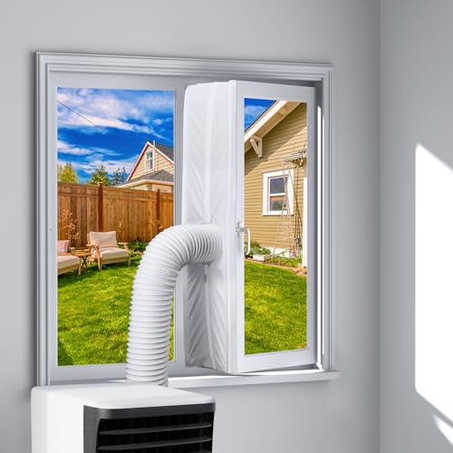 Farfy Kit Ventana Aire Acondicionado Portatil 400cm con Cremallera, Lazos de Fijación, Grifo adhesivo, Aislante Aire Acondicionado, Sello Ventana Aire Acondicionado