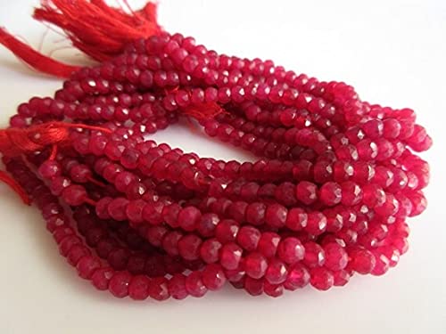 Perles Ruby Red Beads Jade Rondelle 4mm Fil de 13.5 Pouces