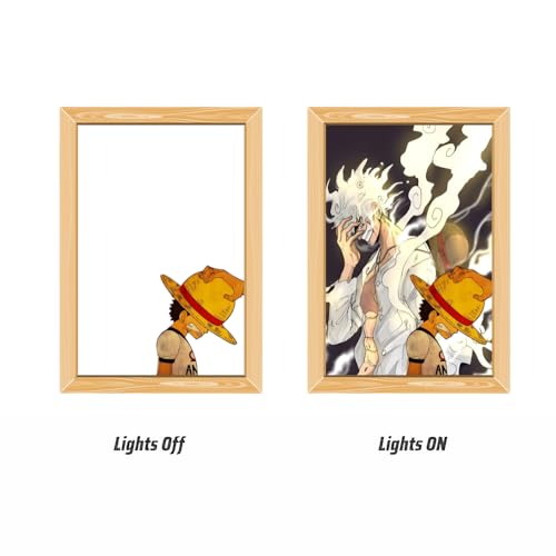 Image of Pure Panda Luffy's Evolution LED Wooden Frame Elevate Your Space with Anime Light Art and Perfect Bedside Lamp with 3 Light Modes