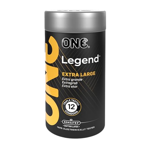 ONE® Legend XL Preservativos extra grandes y acampanados para máxima comodidad, veganos, sin OMG, látex de goma natural, 12 unidades