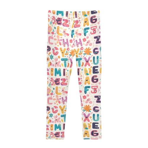 KLL Scandinavian Style Alphabet Toddler Girls' Active Leggings Soft Full Length Lounge Pants Running2