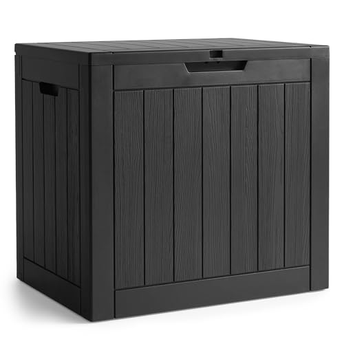 AKORD Gartenbox Wasserfest 117L Aufbewahrungsbox für Balkon & Terrasse Kissentruhe aus robustem Kunststoff in Holzoptik Polypropylen 56 x 43 1 x 53 2 cm Schwarz