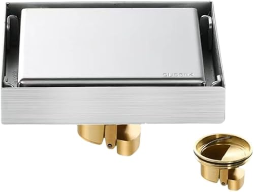 Paqwtyb Square Floor Drain, 304 Stainless Steel Floor Drain Thickened Shower Room Large Displacement