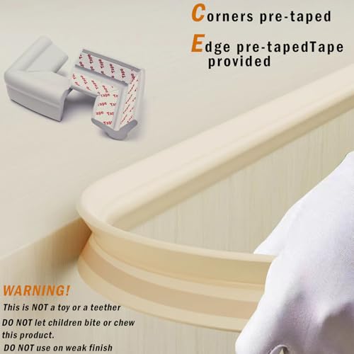 Image of Foam Table Edge and Corner Guards for Baby,(6.5ft Edge 4Corners),Baby Proofing Soft Corner Protectors,Furniture and Tables Child Baby Proof Bumpers, Pre-Taped Corner Cushions (Grey)