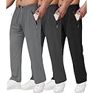 lomsoe 3 Pack Men's Athletic Pants with Zip Pockets, Lightweight Workout Sweat Pants Gifts for Men