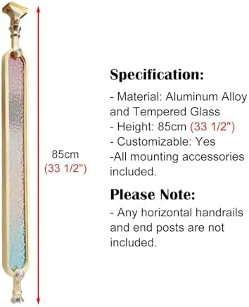 Tempered Glass Metal Stair Balusters - Durable Stair Rail Replacement for Home, Villa & Hallway - Modern Banister Columns for Stylish Stairs