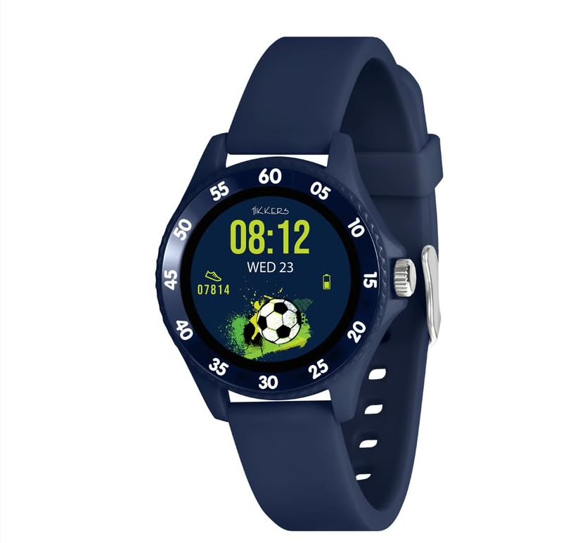 Tikkers Series 34 Kids Navy Smart Watch with Fitness Tracker, Heart Rate Monitor, IP68 Waterproof, Step Counter, Music Player, Sleep Monitor, Alarm, for Android iOS