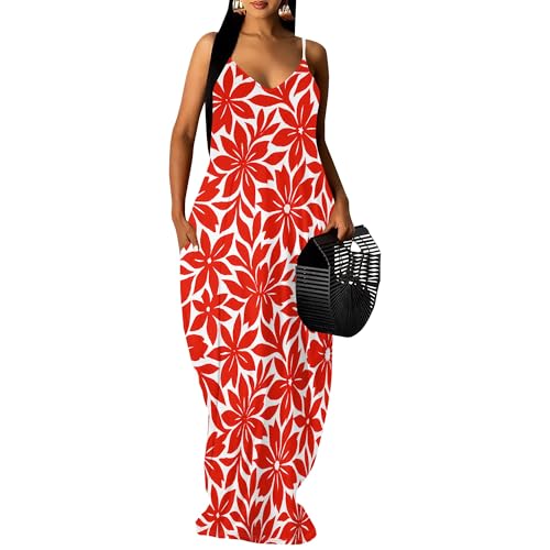 Image of SUZONANA Women Plus Size Summer Maxi Dress Spaghetti Strap Loose Sundress