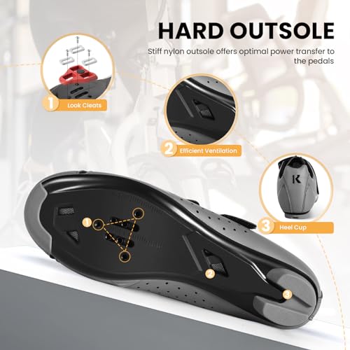 Image of Men's Cycling Shoes - 2 & 3 Bolt Look Delta Cleat Spin Bike Shoes - Compatible with SPD Clips - Perfect for Indoor & Outdoor Road Cycling