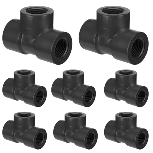 Image of 8 Pcs 1 /2'' PVC Pipe Fitting Compatible with 805 Series, Schedule 80 PVC Tee Fitting, Female Npt Threaded Tee, Heavy Duty Gray Pipe Connector for Industrial, Plumbing & Water Irrigation