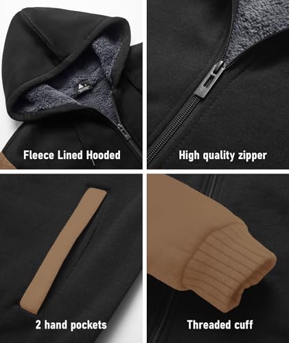 Image of SCODI Hoodies for Men Heavyweight Fleece Sweatshirt Zip Up Thick Jacket