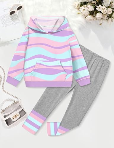 Toddler Girl Clothes Tie-Dye Stripe Color Block Toddler Girls Clothes Little Girls Kids 2pcs Outfits Hoodie Leggings