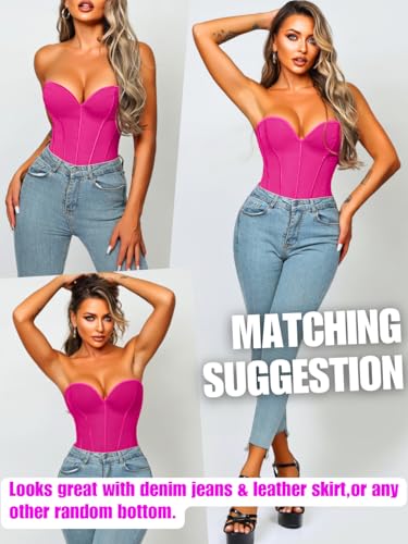 Image of ChiaoLezhee Heart Corset Top For Women, Sexy Concert Outfits Going Out, Strapless Crop Top, Overbust Bustier