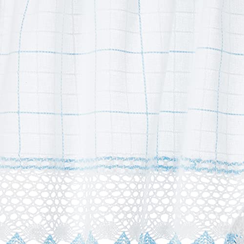 Image of Sweet Home Collection 5 Pc Kitchen Curtain Set-Valance Swag Choice of 24 inch or 36 inch Tier Pair, Adirondack White /Blue
