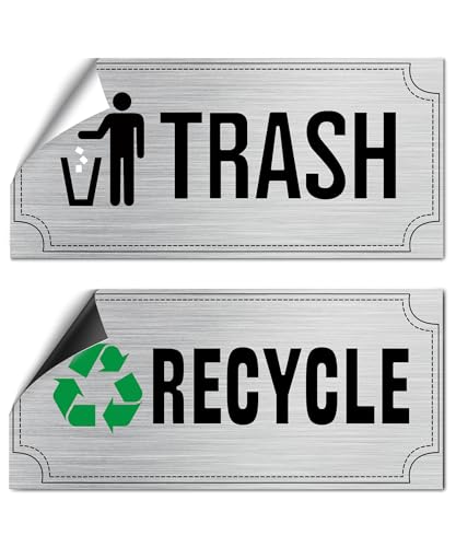 Magicheap Trash and Recycle Stickers 8 Pack, Waterproof Recycle Sticker and Trash Stickers, Trash Bin Labels Combo for Home Indoor Outdoor Office Garbage Can Waste Bin