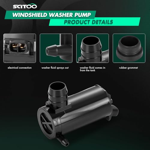Image of SCITOO Windshield Washer Pump Replacement for Hyundai for Sonata | Direct fit for 1995-2010 For Hyundai For Sonata|Replaces OE 98510-3B000|98510-2S100|98510-3K010|With Grommet
