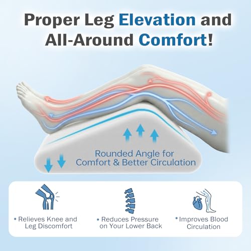 Image of Vekkia Knee Pillow for Back Sleeping, 7 inch Wedge Pillow for Knees & Leg, Versatile Wedge with Dual Handles,Comfortable Support for Post-Surgery, Lower Back&Hip Pain Relief, Blood Circulation, Swelling