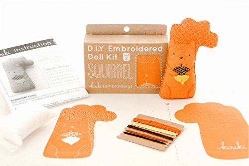 Image of DIY Embroidery Doll Kit by Kiriki Press | 3 Skill Levels - Beginner to Advanced (Squirrel - Level 2)