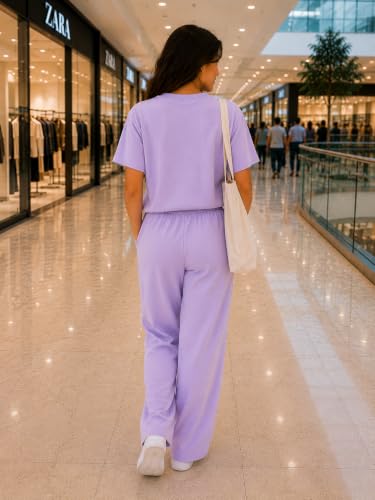 Image of ELVIA Women's Pure Cotton Top and Pyjama Co-Ord Set | Hot Head Graphic Printed Night Suit | Regular Fit Half Sleeve Round Neck T-Shirt with Pajama Loungewear Sleepwear Set for Women