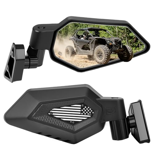 KEMIMOTO X3 Side Mirrors Upgraded Spring Back Mirrors Allows Automatic Reset After Fold Side View Mirrors Compatible with 2017-2025 Can Am Maverick X3 & Max RS DS Turbo RR US Flag Pattern