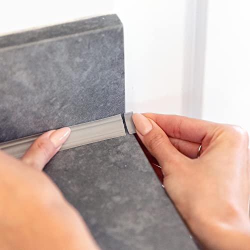 Image of InstaTrim End Caps - 10 Gray 3 /4 inch Wide Caulk Strip End Cap Pieces - Trim for Corners - Paintable | Ten paintable gray end caps finish exposed ends on compatible 3 /4 in InstaTrim flexible trim for a clean home installation.