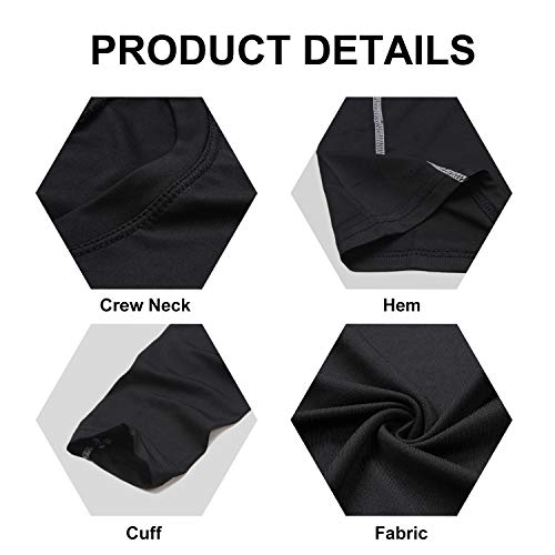 5 or 3 Pack Compression Shirts for Men Long Sleeve Cool Dry Athletic Workout Baselayer Baseball Undershirt Tops4