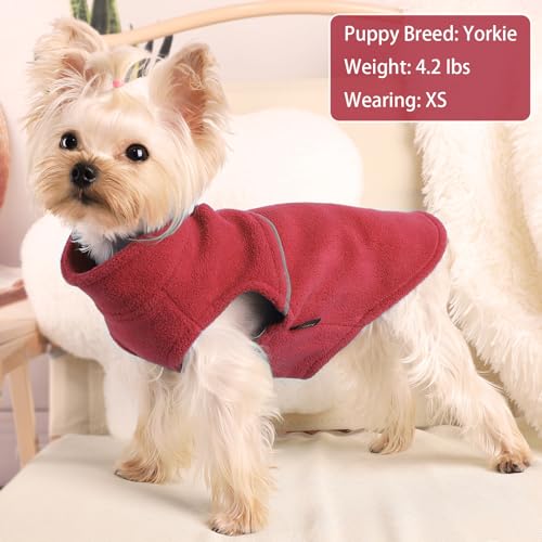 Image of Dog Clothes for Small Dogs Fleece Vest Dog Sweater Boy Girl, Warm Pullover Fleece Doggie Jacket, Winter Pet Ourfit Chihuahua Sweater - Yorkie Clothes, Red, M
