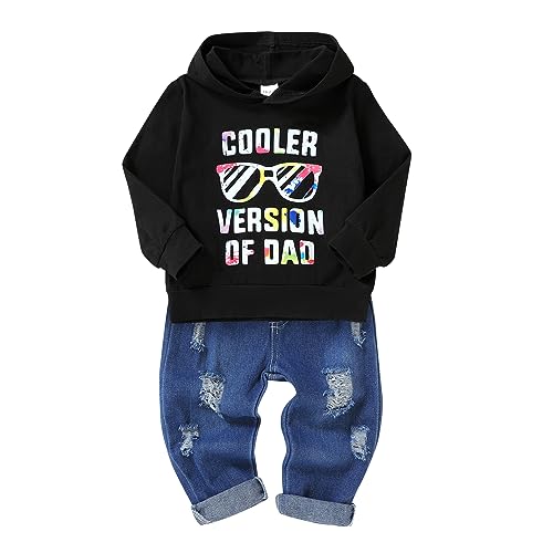 YOUNGER TREE Toddler Baby Boy Fall Clothes Long Sleeve Hoodie Sweatshirts+Ripped Denim Pants Winter Outfits