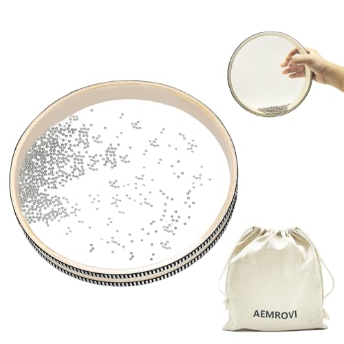 Ocean Drum Sea Drum 8inch- With Hardwood Shell and Wave Beads- Sounding Musical Hand Percussion Instrument for Meditation, Yoga Portable for Home School Supplies with Storage Bag