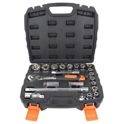 GTOULHH Herramienta Mecanica Juego De Enchufes De 22 Piezas con Caja De Herramientas, Estuche De Almacenamiento, Kit De Herramientas para Reparación De Garaje En Casa, Apartamento Motocicletas