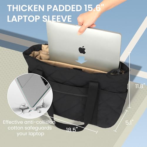befen Laptop Tote Bag for Women Work, Travel Tote Bags Nurse Puffer Quilted Handbags, Lightweight Waterproof Beach Purse3