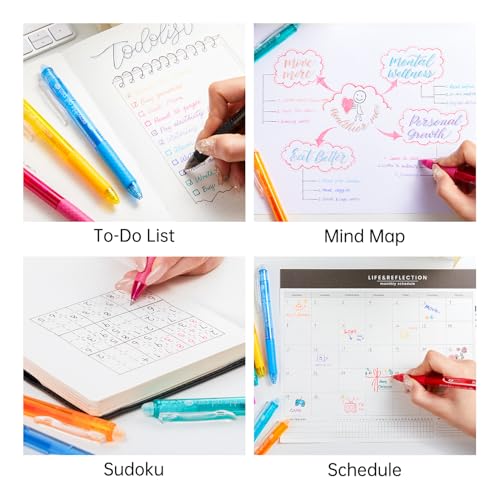 Image of Lineon Erasable Gel Pens, 15 Colors Retractable 0.5mm Fine Point Erasable Pens Clicker for Back to School, Assorted Color Inks, Make Mistakes Disappear for Drawing Writing Planner & Crossword Puzzles