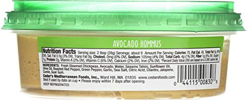 Cedars Mediterranean Food, Hommus Avocado, 8 Ounce