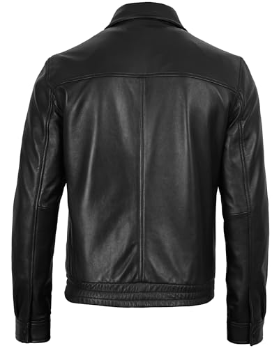 Image of Decrum Bomber Leather Jacket Men - Real Lambskin Casual Leather Jackets for Men with Zip Closure