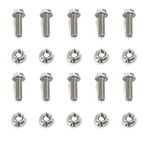 Image of heyous 10pcs Stainless Steel Flange Screws M8 x 35mm Flange Bolts, Exhaust Manifold Hardware Kit