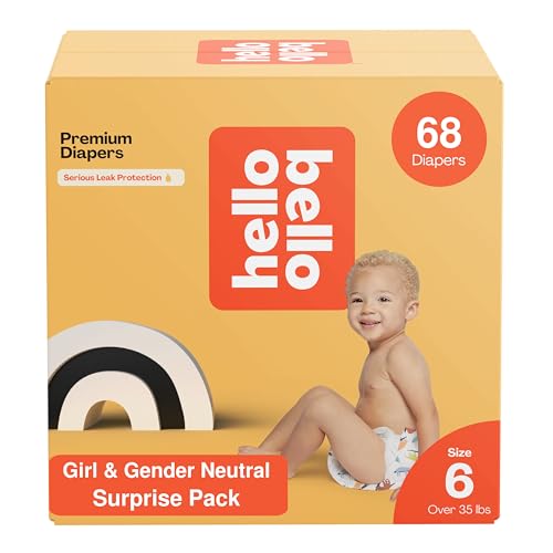 Image of Hello Bello Premium Baby Diapers Size 6 I 17 Count (Pack of 4) of Disposable, Extra-Absorbent, Hypoallergenic, and Eco-Friendly Baby Diapers with Snug and Comfort Fit I Surprise Boy Patterns