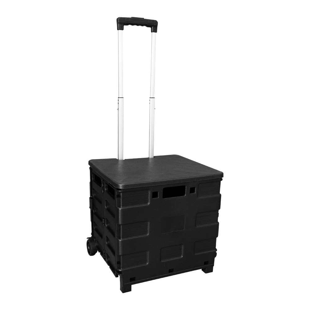 Buy 25kg Folding Shopping Trolley Storage Boot Cart Box Black Portable Shopping Trolley With