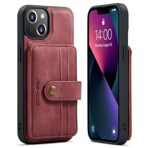Étui portefeuille magnétique pour iPhone 14 avec coque détachable 2 en 1 noire