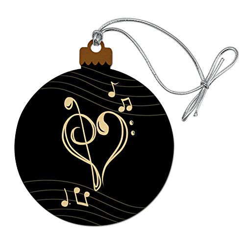 GRAPHICS & MORE Treble Bass Clef Heart Music Black Wood Christmas Tree Holiday Ornament